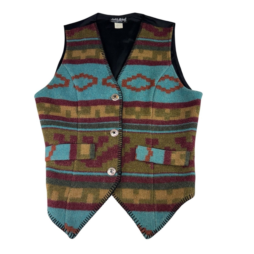 Vintage Judith Michaels Women’s Western Boho Button Down Vest Size Medium